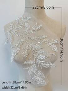 1 Piece Of 3D Bead Embroidery Sequin Lace Decal Sewing Flower Fabric Collar Patch Suitable For Wedding Dresses, Brides DIY Crafts