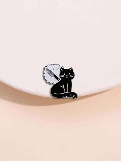 1pc Cute Black Cat Brooch, Creative Cartoon Animal Badge For Clothes Bag Decoration, Fashionable Jewelry Suitable For Men & Women, Delicate Gift For Friends