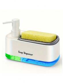 1个厨房皂液器，手动按压式液体皂液器，不含海绵 - 白色 - 查看 12