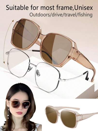 Polarized Glasses, Myopia Glasses, Unisex Large Frame Fashion Glasses, Full Coverage Glasses Accessories, Suitable For Summer Sun Protection, Beach Vacation, Outdoor Sports, Parties, Travel, Driving, Fishing, Street Photography, Available In Black, Purple, Red, Brown