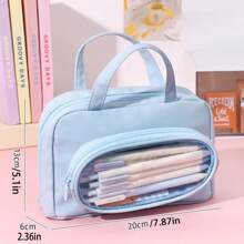 2pcs/Set Back To School Pencil Case, Large Capacity Pencil Bag, Student Stationery Organizer, Multi-Functional Cosmetic Bag, Blank Student Storage Pouch, Minimalist Handbag,Pencil Pouch,School Bag