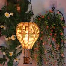 1pc Hanging Outdoor Garden Decor Hot Air Balloon Solar-Powered Rattan Lantern, Handwoven Vine Lampshade, Suitable For Home, Restaurant, Cafe, Tearoom Decor, With Switch Control, Solar Panel, Detachable Photovoltaic Battery, Waterproof Outdoor Solar Hanging Lamp, Holiday Decoration Outdoor Garden Yard Atmosphere Light Bedroom Decor Home Decor Wall Decor
