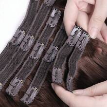 Clip In Hair Extensions Real Human Hair #4 Chocolate Brown Double Weft Invisible Natural Straight Clip Ins Hair Extensions Human Hair For Women 8pcs Per Set With 18 Clips - Chocolate Brown - View 5