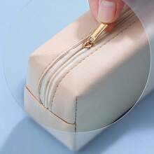 1 Pc Foldable And Convenient Makeup Stationery Pencil Pen Storage Case Storage Makeup Bag Suitable For Women Girls Travelling Office School Home Use For Teen Girls,Pencil Case,Pencil Pouch,School Bag - Beige - View 6