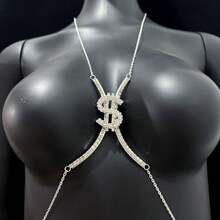 1pc Fashionable, Sexy Rhinestone Bra Insert, Unique Bikini Accessory - Silver - View 7