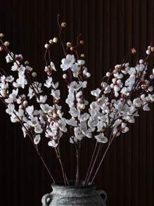 3,08 pies/94 cm Decoración artificial de flor de cerezo blanca, 1 pieza Rama de flor de cerezo de tallo largo de seda artificial blanca para arreglos florales, decoración de bodas y decoración del hogar, para jarrones altos, coronas DIY, manualidades, centro de mesa de oficina, dormitorio y fiesta