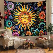 1 pezzo Arazzo da parete floreale colorato in poliestere, decorazione per la casa in stile bohémien, quadro decorativo per camera da letto o soggiorno, dipinto colorato, regalo decorativo ispirato alla natura, appeso alla parete