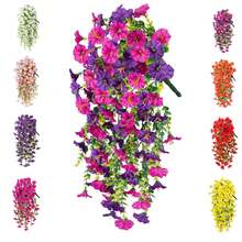 8pcs Artificial Morning Glory Hanging Flowers, Precisetrue Hanging Flowers, Hanging Artificial Flower Vine, Long Hangingbush Flowers, Realistic UV Resistant Trailing Vines - 75Cm Lifelike Outdoor Decor With Eucalyptus Leaves - Waterproof Silk Faux Plant For Garden, Wall, Fence, Wedding Favors, Anniversary - Multicolor - View 17
