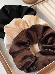 4pcs/1pc Women Solid Color Simple Fashion Velvet Large Scrunchies, Vintage American Style Hair Ties Suitable For Daily Wear, Commuting, School, Gathering, Party, Holiday Gifts/Showering, Washing Hair Usescrunchy Hair Ties