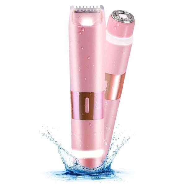 Recortadora de bikini para mujeres, afeitadora eléctrica 2 en 1, afeitadora eléctrica recargable adecuada para piernas y brazos