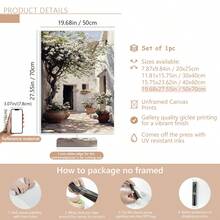 1pc Unframed Floral Canvas Wall Decor , White Wall Decor With Rustic Patio Scene, Bright Flowers And Sun-Drenched Planters, Modern Farmhouse Style, Perfect For Living Room, Bedroom Or Home Office, Ideal Gift For Spring And Summer Aesthetic, Bedroom Art Print | Serene Wall Art | Ink Medium, Room Decor, Posters, Wall Art, Room Decoration Stuff,Modern, Botanical - Multicolor - View 19