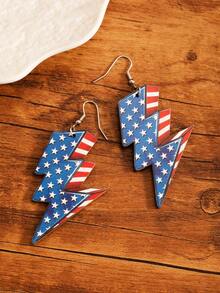 1 Pair Fashionable USA Flag Earrings, Suitable For Parties And Gatherings - one-size - View 6