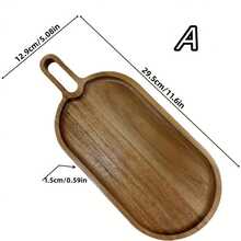 Multipurpose Wooden Serving Tray, Wood Platter, Food Tray Suitable For Cheese, Meat, Bread, Desserts, Plates, Fruit Dishes And Storage Trays, Ideal For Kitchen And Dining Room Service - بني - مشاهدة 12
