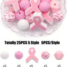 15/25/40 piezas Cuentas redondas de silicona de punto focal Serie rosa mixta para mujeres DIY Collar hecho a mano Lápiz de plástico Llavero con cuentas Cadena de bolso Correa de teléfono Pulsera Suministros de joyería Cuentas