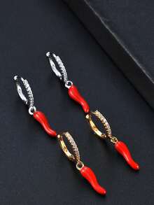 1 Pair Fashion & Cute Multi-Color Chili Pepper Copper Earrings, Suitable As Women Casual Gift And Everyday Wear - Multicolor - View 1