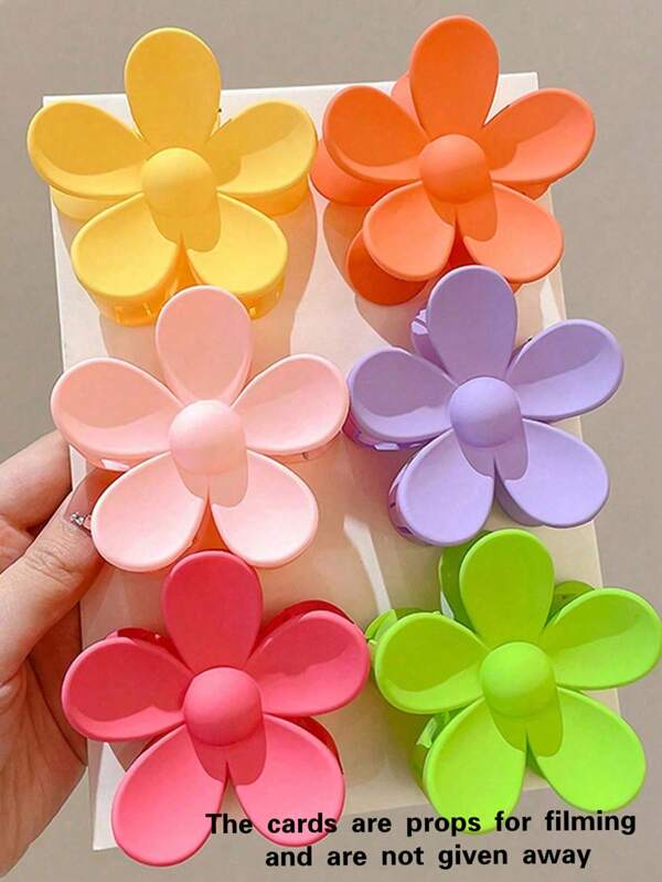 topshiny 6 piezas de dulces y lindos ganchos de flor de colores mate y brillantes para el cabello de mujer, adecuados para cabello grueso, combinaciones de colores de diseño, ideal para el verano - Pinzas para el cabello, Clips para el cabello, Clips de mandíbula para el cabello, Pinzas para el cabello, Agarradores de cabello