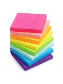 Colorful Striped Sticky Notes, Multi-Color Square Sticky Notes, N-Times Reusable Fluorescent Memo Pads With Lines,School Supplies,Back To School