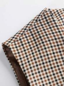 女式格子梭织面料前扣口袋休闲春秋背心夹克