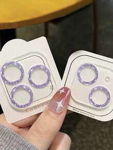 1Pc Glitter Phone Camera Protector, Lens Sticker With Glitter Lens Film Compatible With Apple 16 15 14 13 12 11 Pro Max Plus Mini Gift For Birthday, Family, Friends Sparkling Crystal, Lens Protector, Phone Accessories Waterproof Shockproof Anti-Fall Anti-Fall Scratch Resistant Anti-Fingerprint Full Cover - Purple - View 20