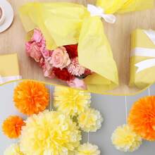 60 feuilles de papier de soie jaune pour sacs cadeaux, papier de soie d'emballage jaune en vrac, papier d'emballage jaune vif 14 x 20 pouces, papier d'art et d'artisanat, pour anniversaires, Pâques, fête des mères, remise des diplômes, emballage cadeau, artisanat, fleurs en papier DIY, guirlande de gland (50X35CM, couleurs aléatoires)