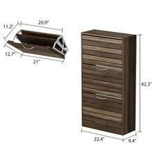 ECACAD 42.3" Space-Saving Shoe Cabinet With 3 Flip Drawers, Narrow Enclosed Shoe Rack Suit For Small Room, Compact Freestanding Shoe Storage Cabinet For Entryway, Corridor, Hallway, Perfect For Housewarming Gift - Màu Tím - Xem 6