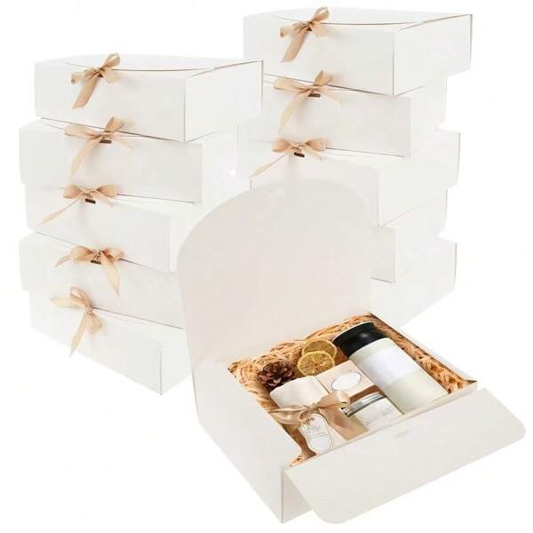10/5/2- White Gift Boxes With Lids, Bridesmaid Proposal Boxes With Ribbons, Gift Boxes For Weddings, Birthdays, Shower Parties, And Other Parties, Valentine's Day Gifts, Valentine's Day, Packaging, Birthdays, DIY Production, Beauty Storage Boxes.