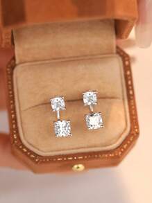 GAGAFEEL 1 Paar exquisite, elegante und modische S925 Sterling Silber Ohrringe, besetzt mit kubischem Zirkonia für den täglichen Gebrauch von Frauen, Schmuck, Feiertagsgeschenke, Schmuck und Muttertagsgeschenke