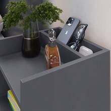 Julia Upholstered Headboard Module Set SOL. 0.90 DOUBLE 1.40 - QUEEN 1.60 - 1.95 KING + 2 MAX Bedside Tables With Niche And Cell Phone Holder - 灰色 - 查看 5