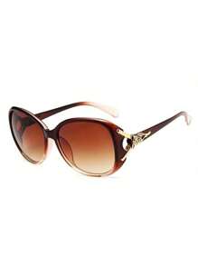 1 pièce Lunettes de mode rondes pour femmes, verres dégradés, décoration renard en métal. décontractées pour l'extérieur, la plage, les vacances, l'extérieur, les voyages