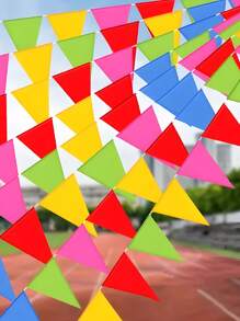 100 piezas / 50 m Banderas de Triángulo de Cuerda de Arco Iris, Decoración de Fiesta Vibrante, Banderín Elegante para Boda, Banderín Vintage Retro, Banderines de Triángulo de Lona - Fácil de Instalar, Reutilizable, Decoraciones Impermeables para Boda al Aire Libre, Cumpleaños, Fiesta de Navidad