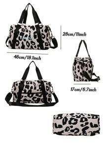 1 pezzo Borsa da viaggio multiuso personalizzata da donna con stampa leopardata, borsa fitness con scomparti asciutto e bagnato, borsa da yoga convertibile con manica per valigia, borsa a tracolla con monogramma ricamato alla moda, borsa tote pieghevole, borsa portaoggetti di grande capacità, adatta per uso quotidiano, regalo per madre, amica, Natale, San Valentino, Festa della Mamma, Festa dell'Insegnante, Festa dell'Infermiere, Compleanno
