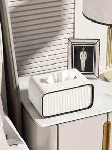 De deksel van de PU-leren tissuebox, een moderne, licht-luxueuze, hoogwaardige elliptische tissueboxhouder, een creatieve tissuebox, is een decoratief opbergitem met magnetische sluiting, geschikt voor woonkamers, nachtkastjes, slaapkamers, bureaus en badkamermeubels.