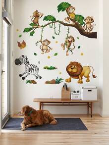 1set PVC Wall Decal, Cartoon Animal Pattern Wall Sticker For Home Wall Decor,Stickers,Wall Decal, Vinyl Decal For Home Decorations,Spring Decoration Items Refresh Your Home,Rama Decoration Stickers Gifts Birthday Graduation - Multicolor - View 14