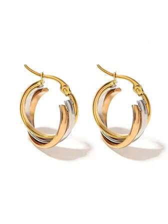 1 par flera färger ringörhängen rostfritt stål örhängen gyllene silver roséguld örhängen enkla och eleganta ringörhängen för kvinnor tonårssmycken presenter