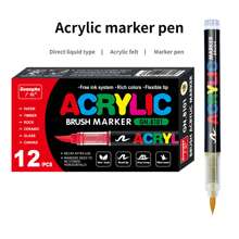 12 Stücke/Set Acrylfarb-Marker, Optionen Weiß/Gold/Schwarz/Silber, hochdeckende metallische Farben, permanente Marker, Zeichen- und DIY-Werkzeuge