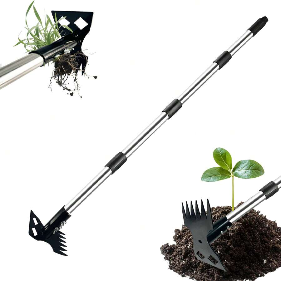Weeding Puller Weeding Remover Tool With Long Handle, 148cm Detachable Handle, 2 In 1 Manual Weeding Rake And Garden Tool - 黑色 - 查看 1