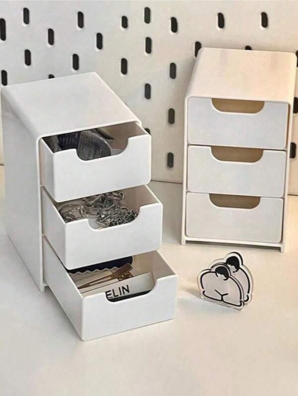 1 Organizador de Gaveta Moderno de 3 Camadas - Perfeito para Armazenar Material de Escritório, Joias e Cosméticos - Acessórios de Divisória de Plástico Leve e Portátil, Acessórios de Mesa, Caixas de Joias