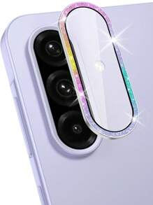 1 pezzo Protezione lente fotocamera per Galaxy A26/A36/A56, anello in metallo singolo, copertura in vetro temperato, [forte adesione] resistente ai graffi, trasparente ad alta definizione, protezione fotocamera 9H ad alta definizione, facile da installare, regalo per compleanno, famiglia, amici, cristallo scintillante, protezione lente, accessori per telefono, impermeabile, antiurto, anti-caduta, anti-impronta digitale, copertura completa