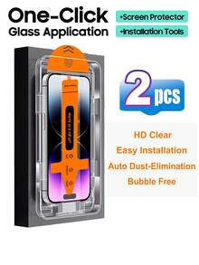 BOLLYMORE 2pcs High Definition Auto-Cleaning Screen Protector, Bubble-Free, High Clarity, Easy Installation, Compatible With IPhone 16e, 16 Pro Max, 16 Pro, 16 Plus, 16, 15 Pro Max, 14 Pro Max, 13 Mini, 12, 11, XS Max, XR Series Tempered Glass Screen Protector, Birthday, Gift For Family And Friends, Phone Screen Protector, Phone Accessories, Waterproof, Shockproof, Anti-Scratch, Anti-Fingerprint, Full Coverage - HD-2pcs - View 10
