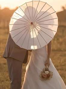 1pc Elegant DIY White Paper Umbrella - Vintage Style Bride Sun Umbrella, Wedding Decoration, Home Decor, Used For Wedding Decoration, Photography, Makeup, Party, Beach Decor, Beautiful Photo Prop And Party Accessory - Multicolor - View 3