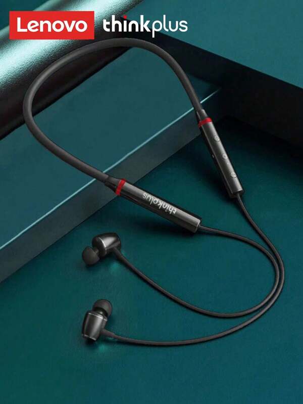 Lenovo 1 pieza Auriculares Bluetooth HE05 a prueba de agua, con sonido HIFI, banda magnética para el cuello, audífonos deportivos, empaque en chino