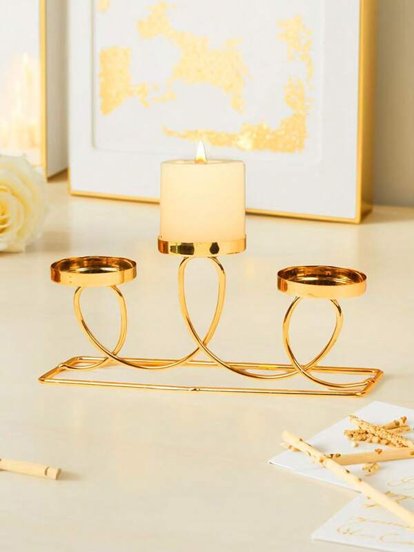 1pc Simple Dining Table Candlestick, Home Candle Light Dinner Prop, Candlestick Decoration, Home Decor (Candles Not Included)