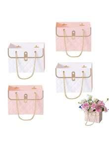 Flower Packaging Paper Box, Bouquet Storage Basket, Light Luxury INS Style Storage Bucket, Flower Shop Handbag, Bouquet Packaging Basket, Flower Shop Packaging Box, Suitable For Flower Packaging, DIY, Gift Giving - Multicolor - View 1