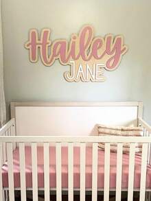 Letrero de nombre de guardería personalizado 3D de madera y acrílico, cartel de nombre personalizado de madera, decoración de habitación de bebé artesanal, regalo único para baby shower | Arte de pared de madera - Multicolor disponible, hogar estético - Multicolor - Ver 3