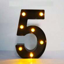 21.8cm LED Black Illuminated Letter & Number Decorative Light, Warm White, Battery Powered (Batteries Not Included), Suitable For Christmas Party Decor, Birthday Party, Baby Shower Decoration - Black - View 13