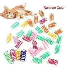 自玩宠物猫玩具，塑料彩色弹簧弹跳猫玩具，猫用品，包括猫皱纹纸/猫螺旋弹簧 X 2/4/8/10/12/14/20/30/40/50/60 件；创意玩具，消磨时间并保持健康，互动重型塑料彩色玩具，用于捉弄、咬、狩猎，小猫玩具，情人节送给猫/狗的礼物 - 彩色 - 查看 17