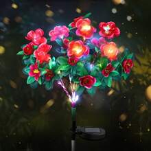 1 Peça Luz Solar de Flor de Rododendro - Decoração de Jardim Externa com LED, Luminária de Piso de Pátio Eficiente em Energia com Pétalas Refletivas Multicoloridas, Iluminação Solar para Caminho para Ambientação Noturna, Luzes de Jardim Noturno | Design de Luz Floral
