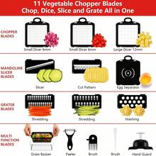 Vegetable Chopper Mandoline Slicer,Veggie Chopper, Multifunctional 15 In 1 Food Choppers, Kitchen Vegetable Slicer Dicer Cutter,Onion Mincer,Cheese Grater,Colander Basket,Kitchen Gadgets - Black and White - View 3