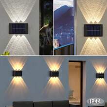 1/4/8pcs Set 6 LED Solar Powered Wall Lights, Magnifying Lens Spotlight For Outdoor Garden Fence, IP44 Household LED Landscape Lighting, Suitable For Outdoor, Yard, Villa, Fence, Patio, Garden