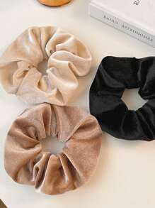 4pcs/1pc Women Solid Color Simple Fashion Velvet Large Scrunchies, Vintage American Style Hair Ties Suitable For Daily Wear, Commuting, School, Gathering, Party, Holiday Gifts/Showering, Washing Hair Usescrunchy Hair Ties